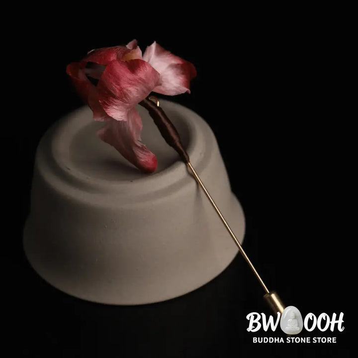 Buddha Stones Handmade Silk Art Dark Red Velvet Iris Blessing Good Fortune Brooch - Red Iris(Length: About 7-8cm)