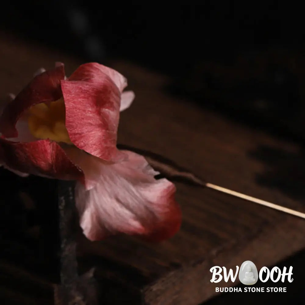 Buddha Stones Handmade Silk Art Dark Red Velvet Iris Blessing Good Fortune Brooch - Red Iris(Length: About 7-8cm)