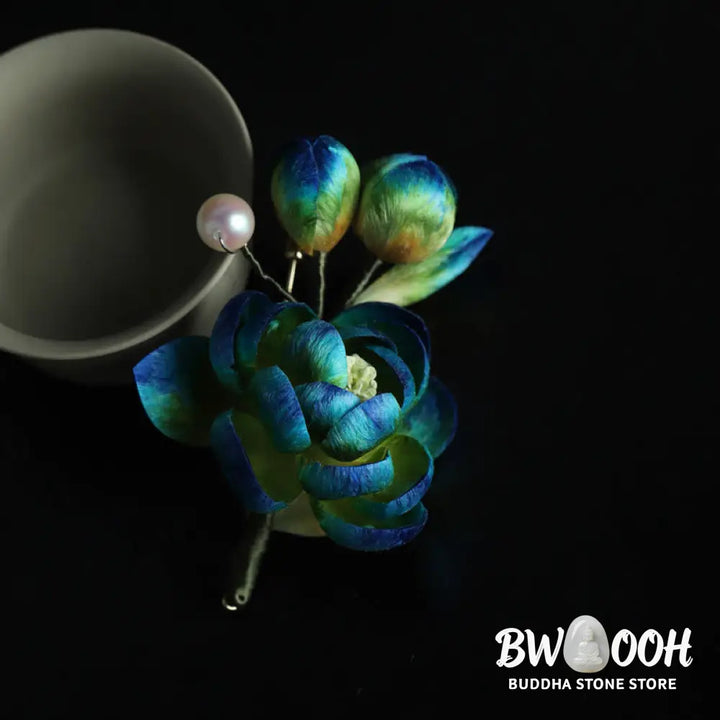 Buddha Stones Handmade Silk Art Velvet Camellia Blessing Protection Brooch - Camellia(Length: About 7-8cm) - Brooch