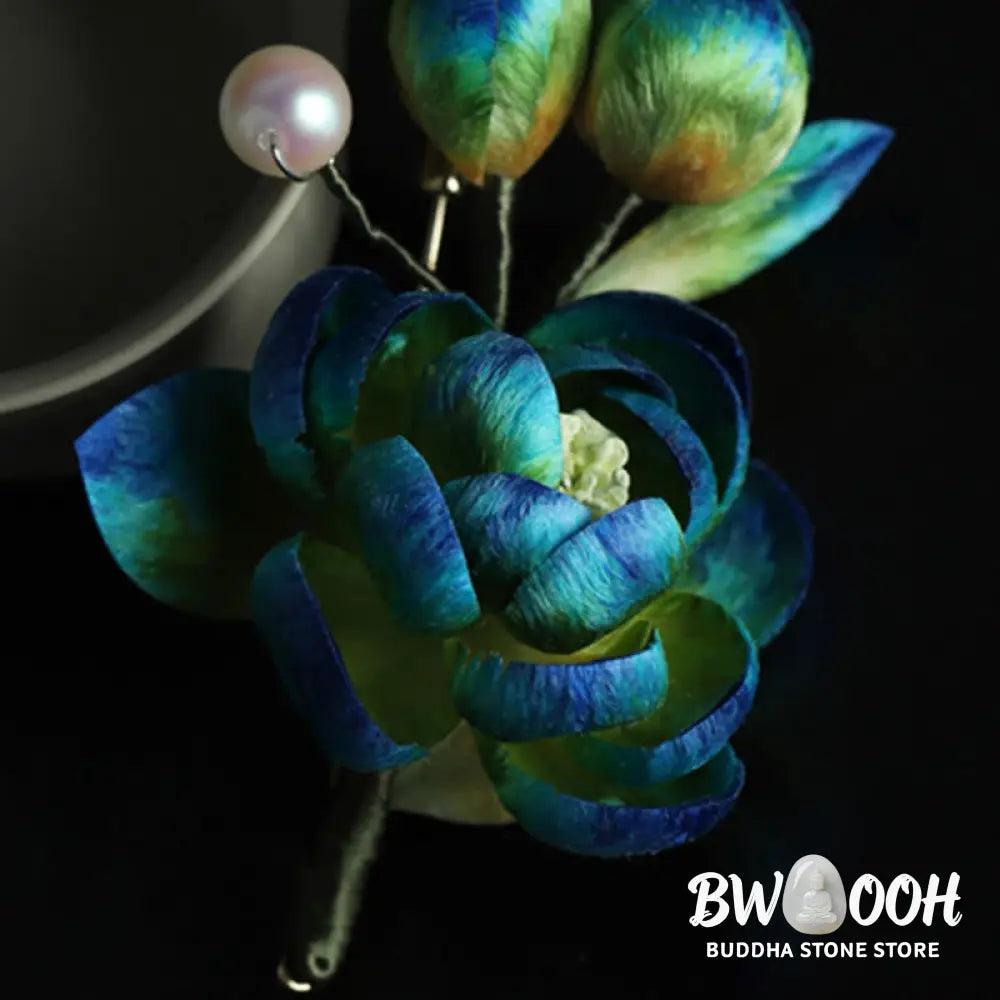 Buddha Stones Handmade Silk Art Velvet Camellia Blessing Protection Brooch - Camellia(Length: About 7-8cm) - Brooch