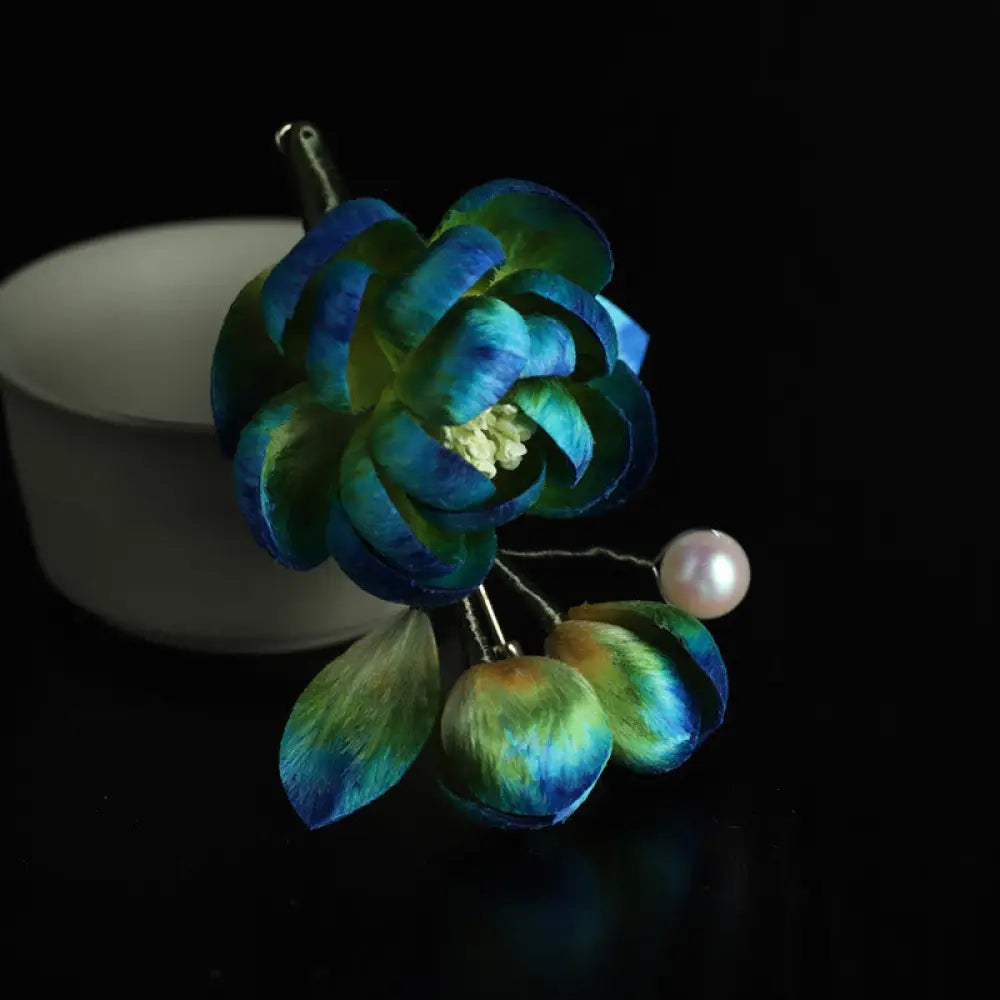 Buddha Stones Handmade Silk Art Velvet Camellia Blessing Protection Brooch - Camellia(Length: About 7-8cm) - Brooch