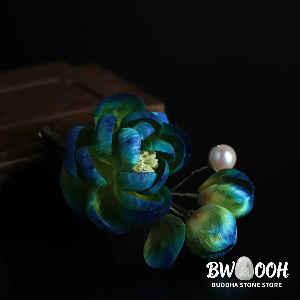 Buddha Stones Handmade Silk Art Velvet Camellia Blessing Protection Brooch - Camellia(Length: About 7-8cm) - Brooch