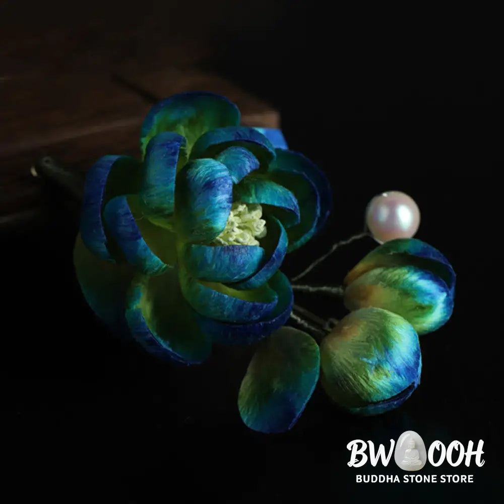 Buddha Stones Handmade Silk Art Velvet Camellia Blessing Protection Brooch - Camellia(Length: About 7-8cm) - Brooch