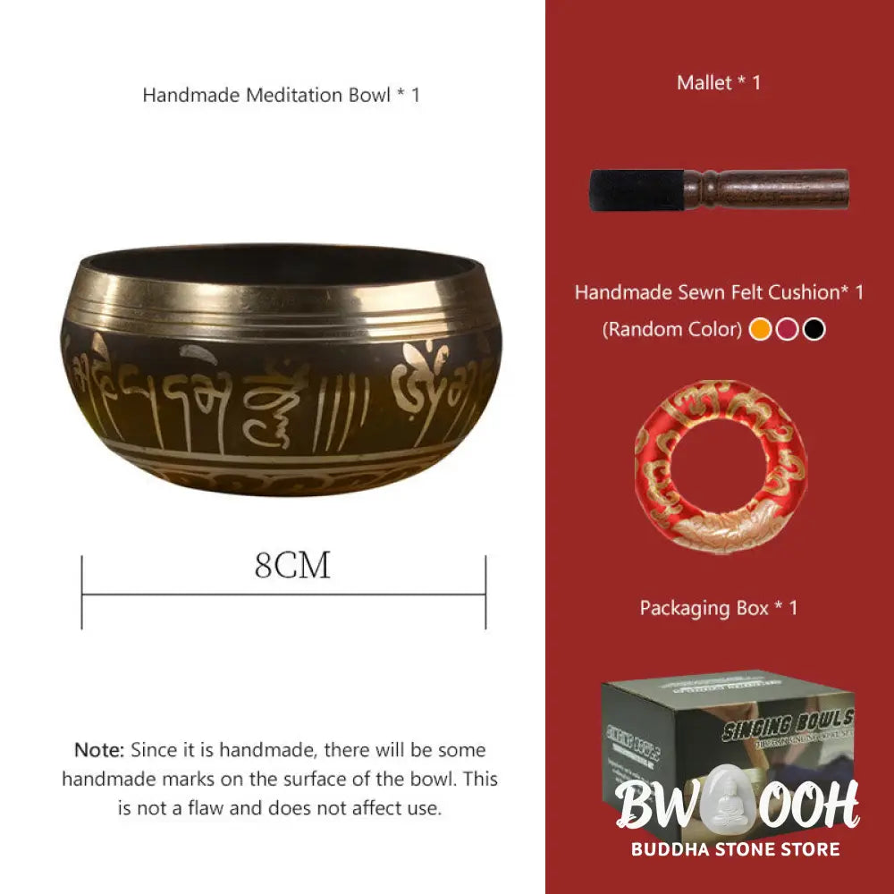 BWOOOH Tibetan singing bowl for meditation - Handmade Singing Bowl Buddha E
