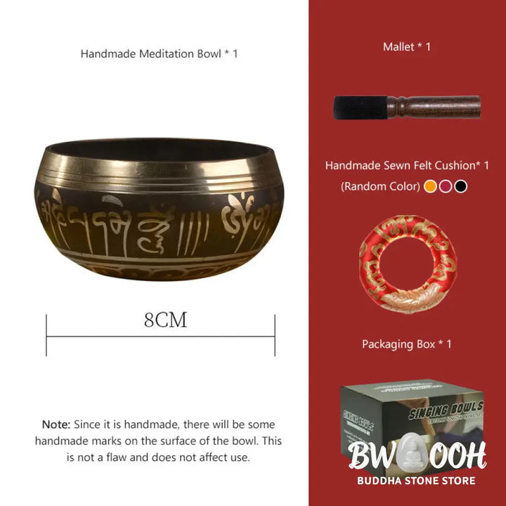 BWOOOH Tibetan singing bowl for meditation - Handmade Singing Bowl Buddha E