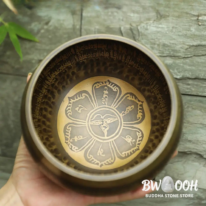 BWOOOH Tibetan singing bowl for meditation - Handmade Singing Bowl Scriptur