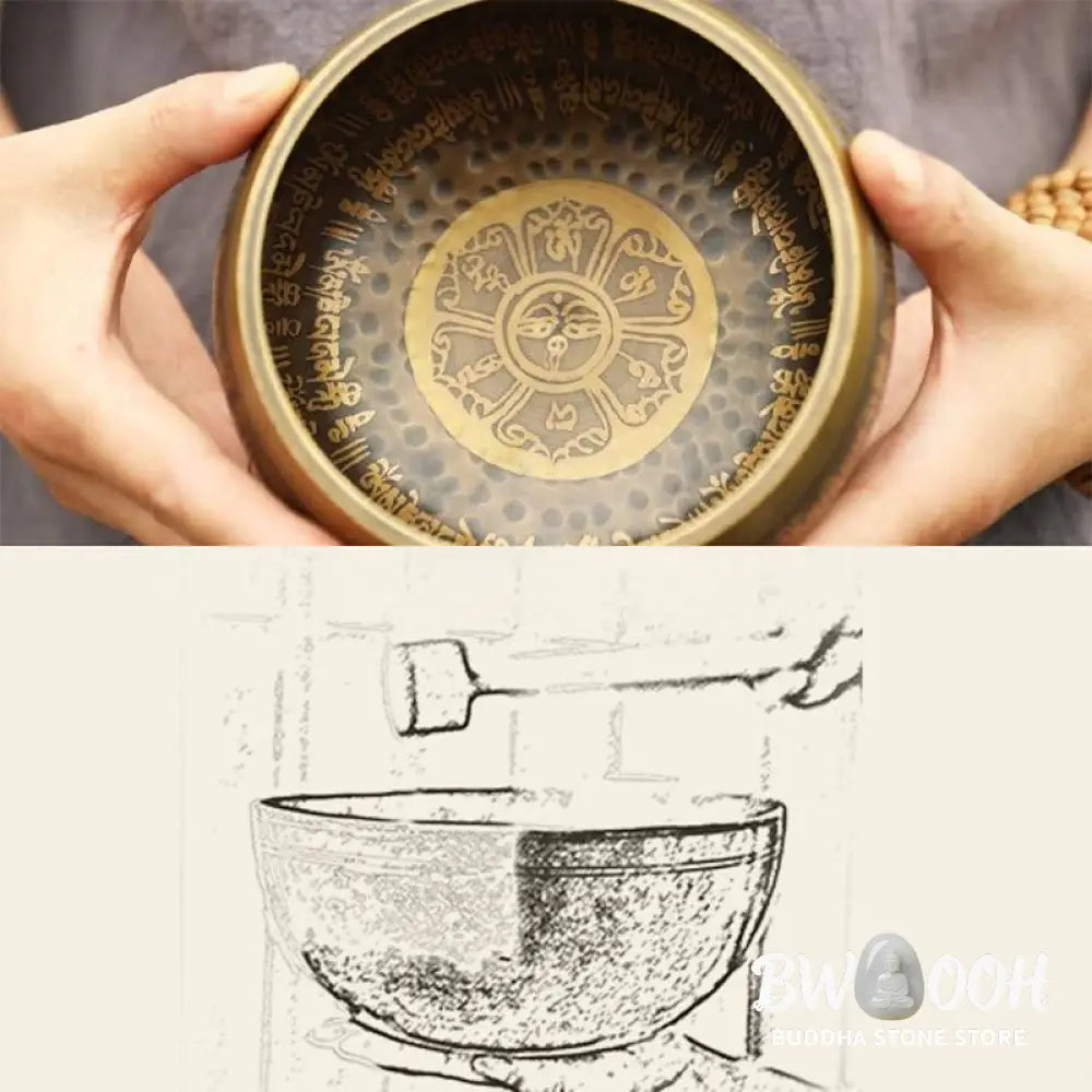 BWOOOH Tibetan singing bowl for meditation - Handmade Singing Bowl Scriptur