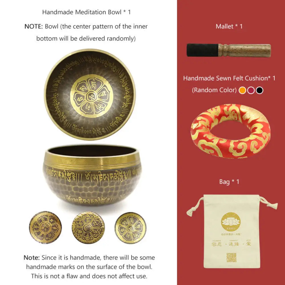BWOOOH Tibetan singing bowl for meditation - Handmade Singing Bowl Scriptur