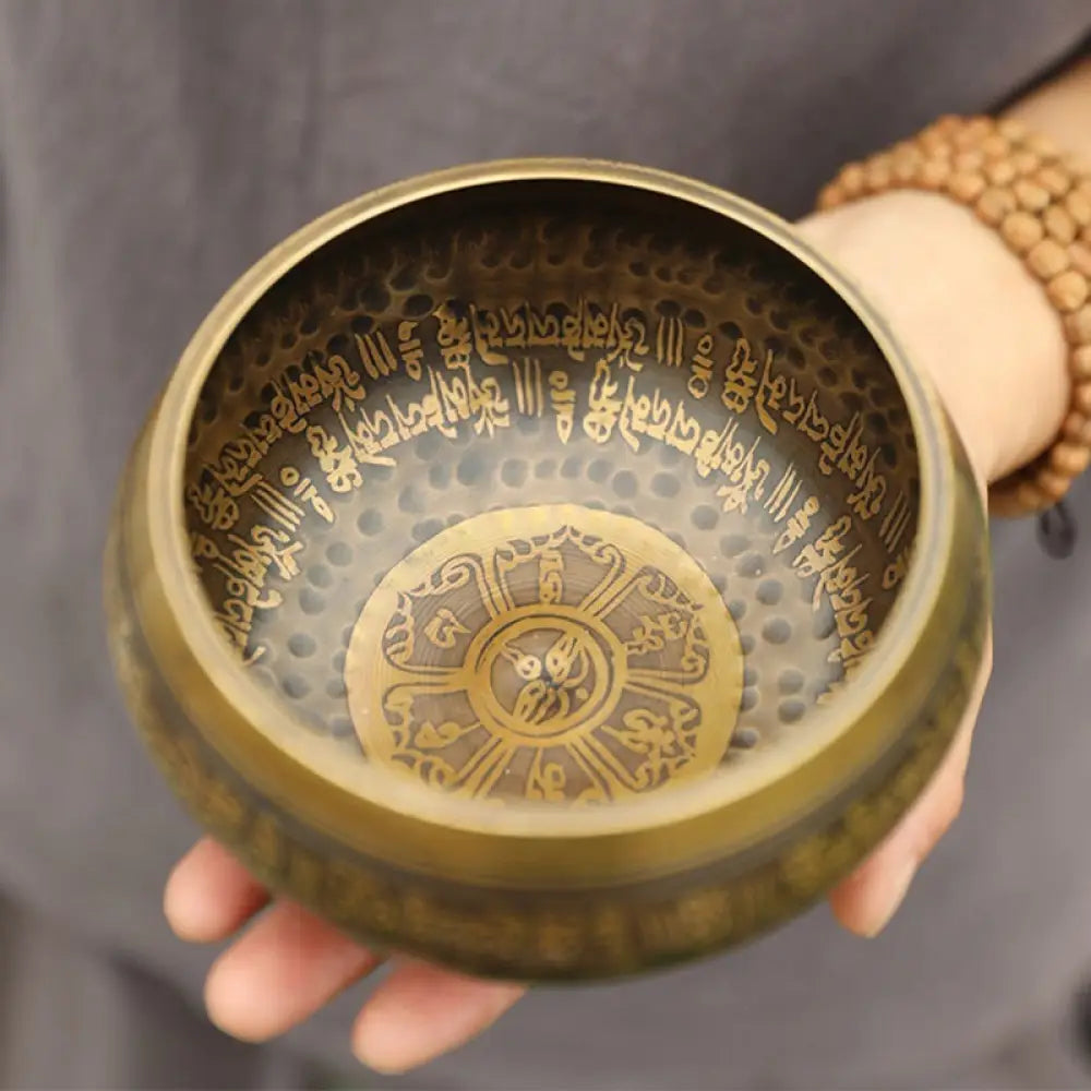 BWOOOH Tibetan singing bowl for meditation - Handmade Singing Bowl Scriptur