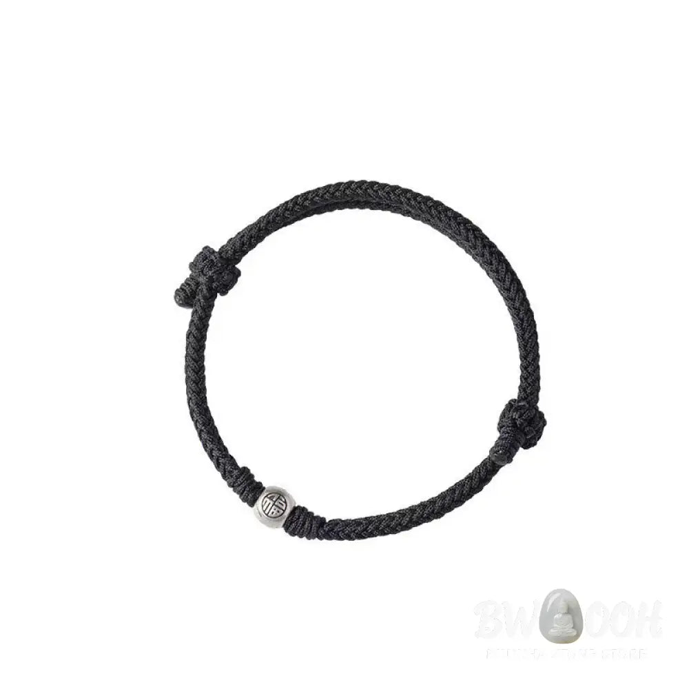 Buddha Stones Handmade String 925 Sterling Silver Fu Bead Braided Fortune Bracelet - BWOOOH - Bracelet