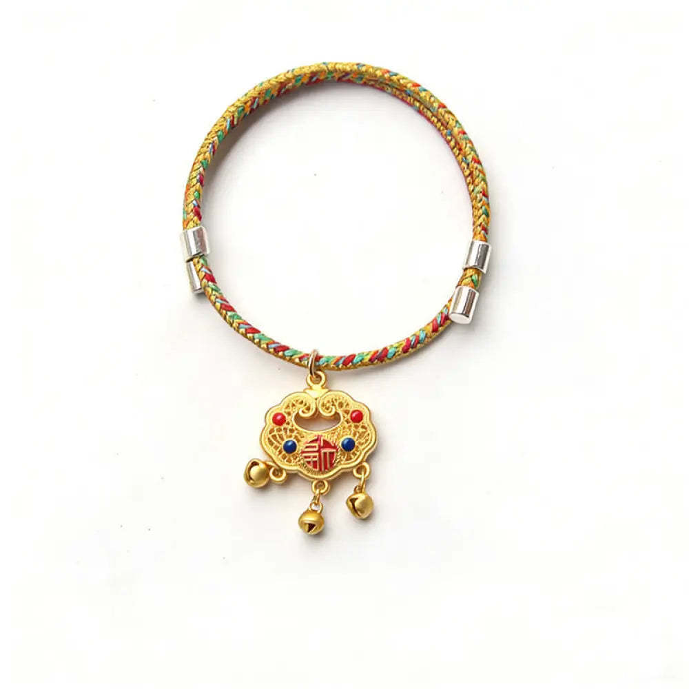 Buddha Stones Handmade String Alloy Luck Blessings Adjustable Cats Small Dogs Pet Collar - Silvery / 20-30cm - Pet