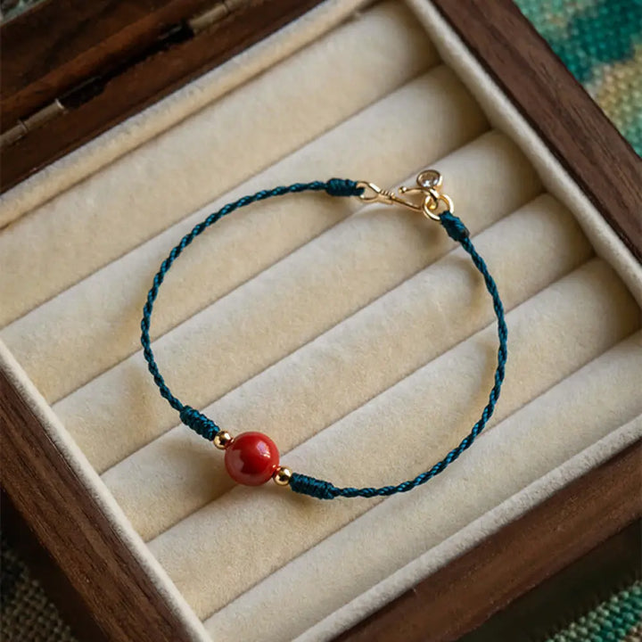BWOOOH Handmade String Cinnabar Buckle Blessing Bracelet - BWOOOH - Cinnabar / 15cm - Bracelet
