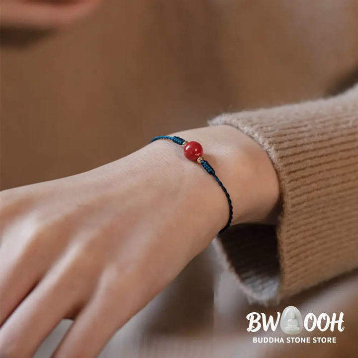 Buddha Stones Handmade String Cinnabar Buckle Blessing Bracelet - BWOOOH - Bracelet