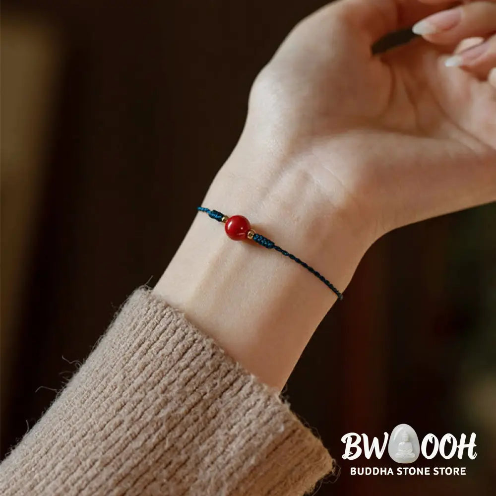 Buddha Stones Handmade String Cinnabar Buckle Blessing Bracelet - BWOOOH - Bracelet