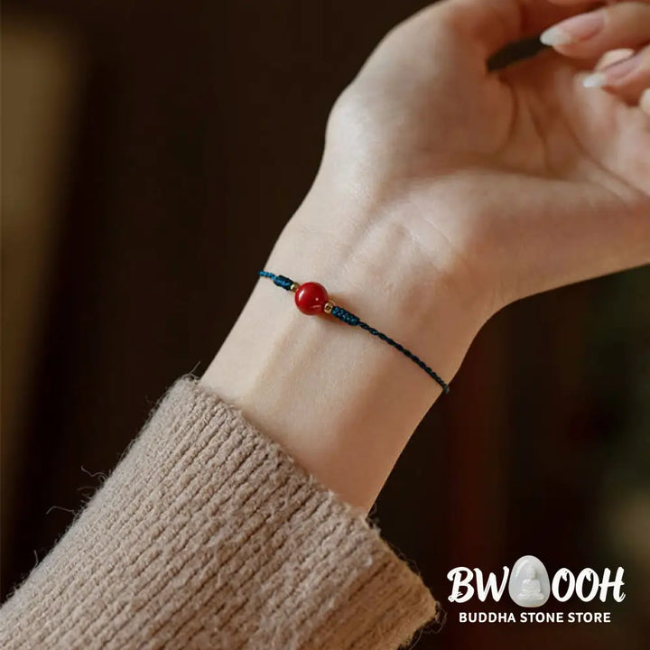 Buddha Stones Handmade String Cinnabar Buckle Blessing Bracelet - BWOOOH - Bracelet