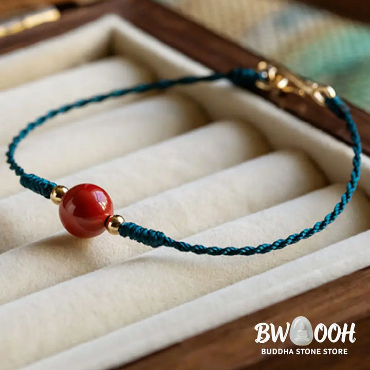 Buddha Stones Handmade String Cinnabar Buckle Blessing Bracelet - BWOOOH - Bracelet