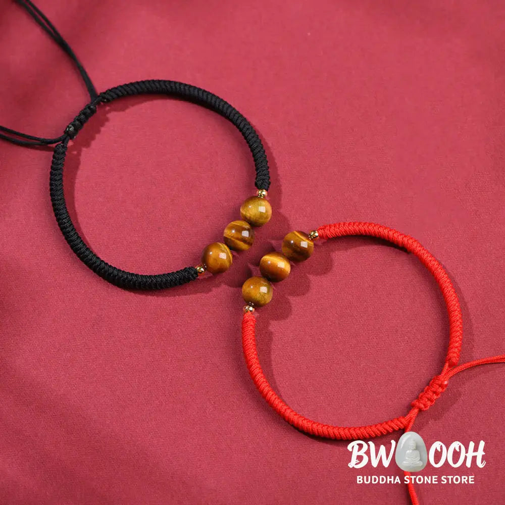 Buddha Stones Handmade Tiger Eye Bead Luck Protection Rope Bracelet - Bracelet