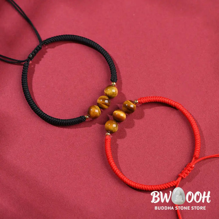 Buddha Stones Handmade Tiger Eye Bead Luck Protection Rope Bracelet - Bracelet