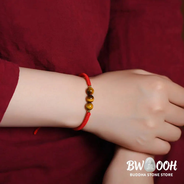 Buddha Stones Handmade Tiger Eye Bead Luck Protection Rope Bracelet - Bracelet