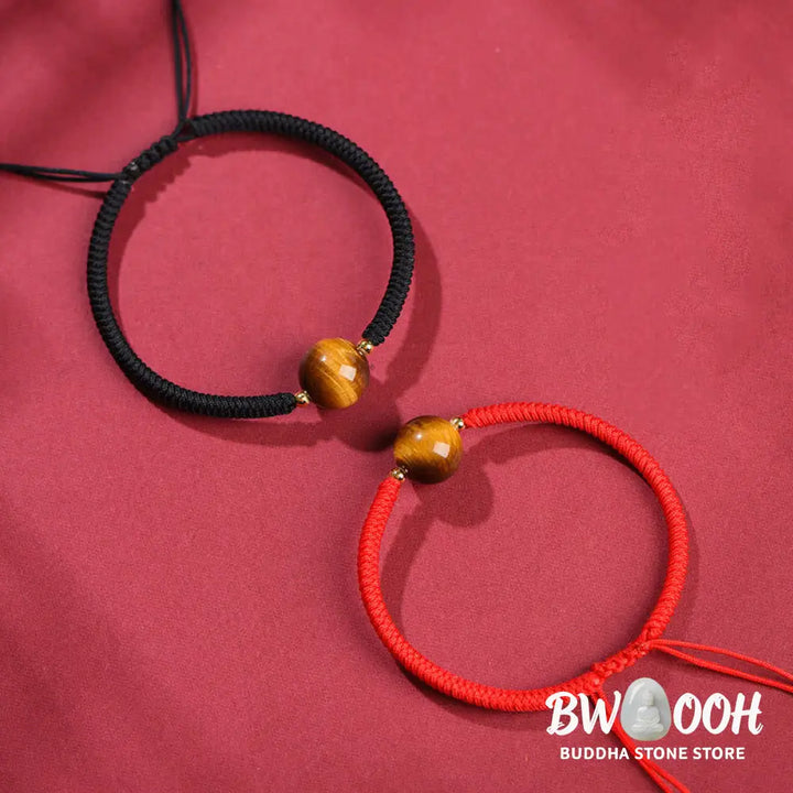 Buddha Stones Handmade Tiger Eye Bead Luck Protection Rope Bracelet - Bracelet