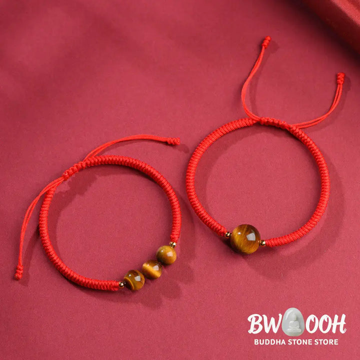 Buddha Stones Handmade Tiger Eye Bead Luck Protection Rope Bracelet - Bracelet