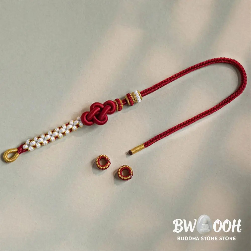 Buddha Stones Handmade True Love Knot Peach Blossom Charm Luck Rope Bracelet - Bracelet