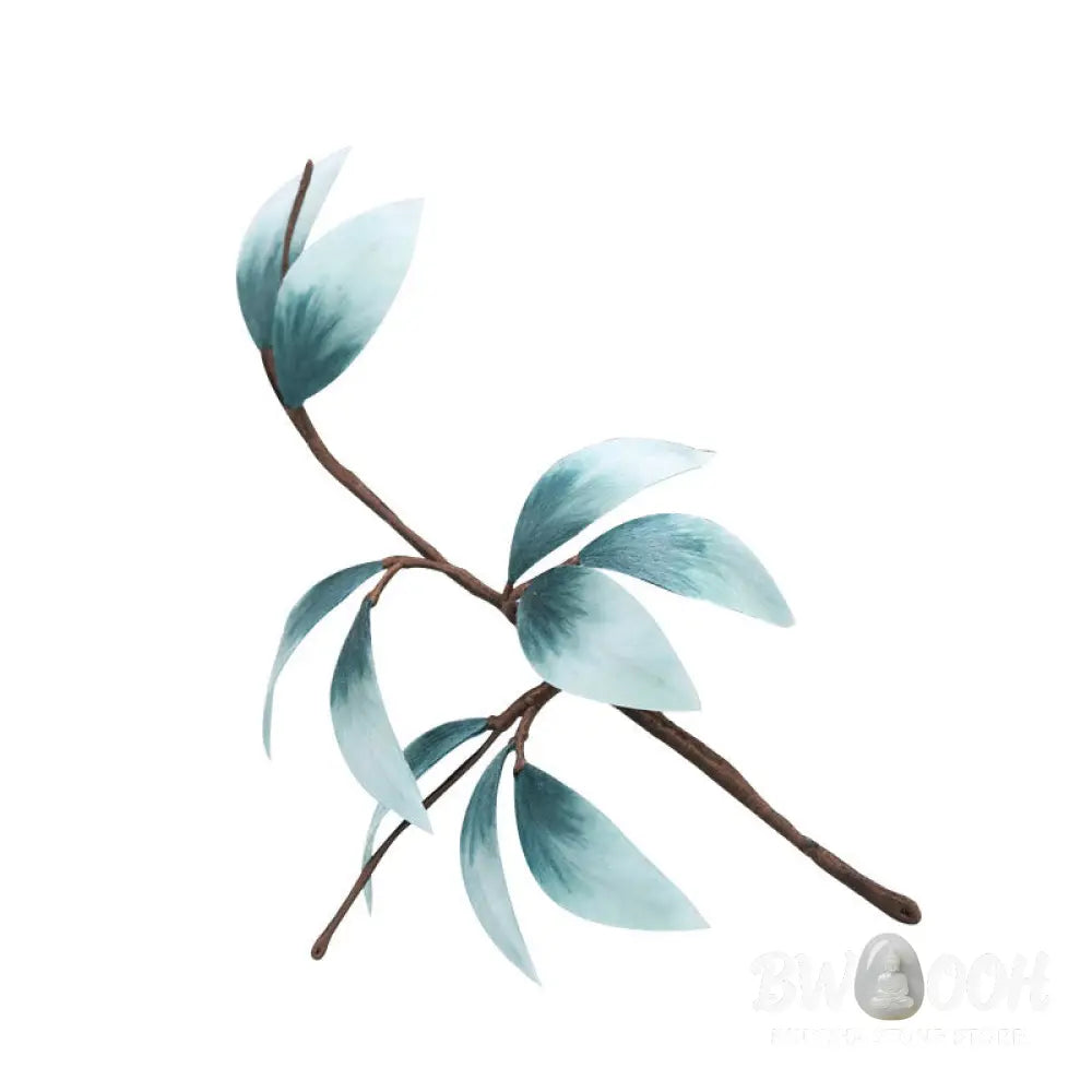 Buddha Stones Handmade Velvet Flower Bamboo Leaf Soft Hairpin - Brooch &amp; Hairpin