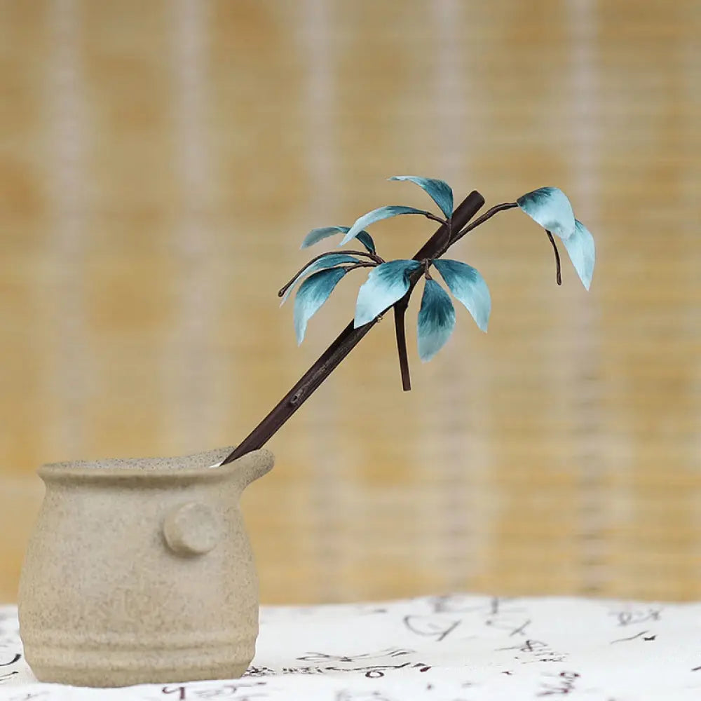 BWOOOH Handmade Velvet Flower Bamboo Leaf Soft Hairpin