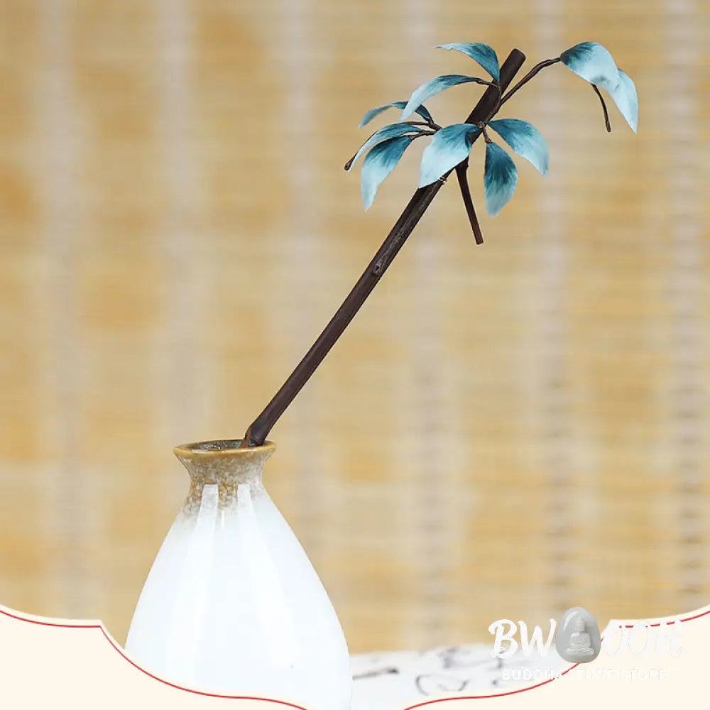 Buddha Stones Handmade Velvet Flower Bamboo Leaf Soft Hairpin - Brooch &amp; Hairpin