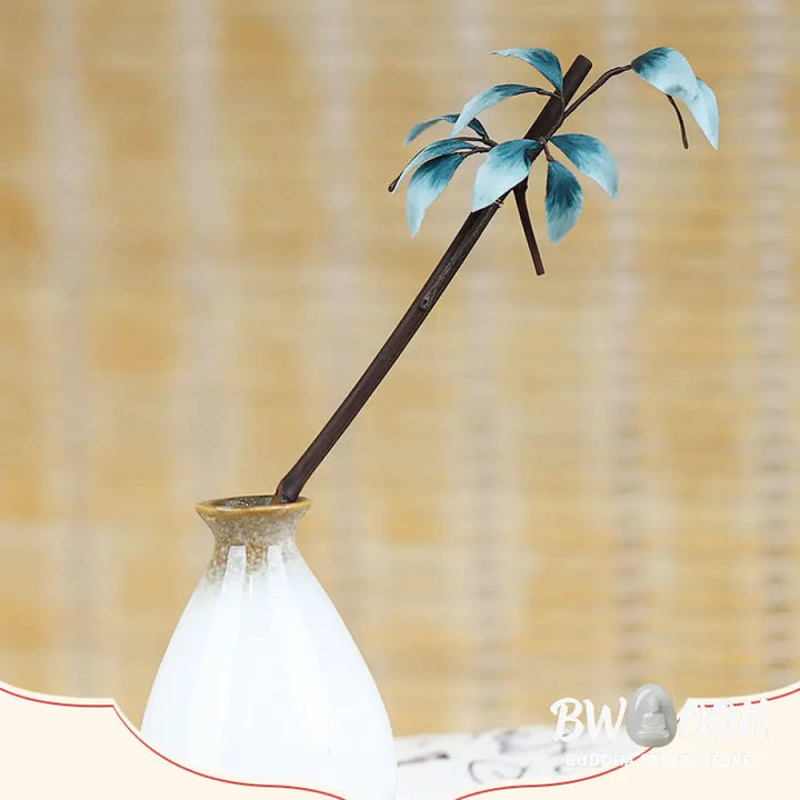 Buddha Stones Handmade Velvet Flower Bamboo Leaf Soft Hairpin - Brooch &amp; Hairpin