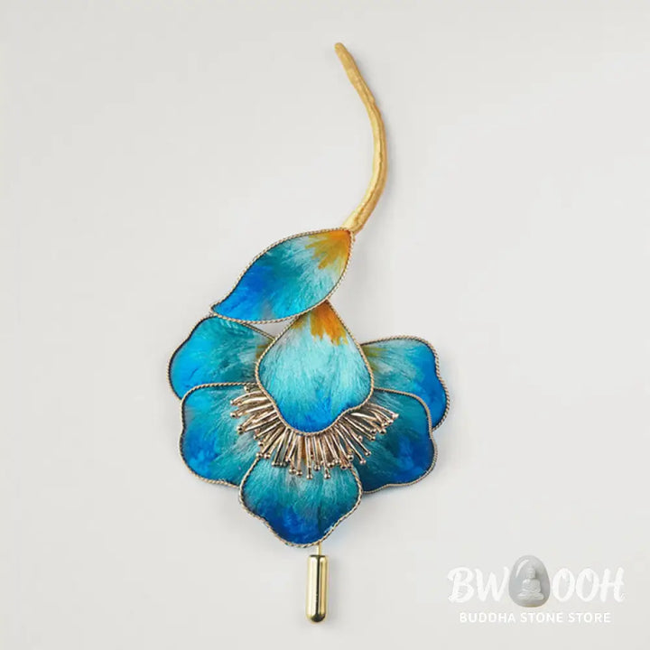 Buddha Stones Handmade Velvet Flower Mulberry Silk Blue Flower Brooch - Blue Flower - Brooch