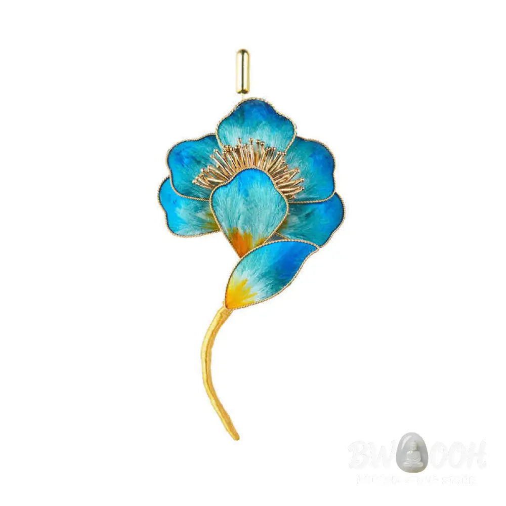 Buddha Stones Handmade Velvet Flower Mulberry Silk Blue Flower Brooch - Blue Flower - Brooch