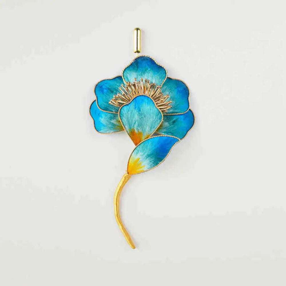 BWOOOH Handmade Velvet Flower Mulberry Silk Blue Flower B