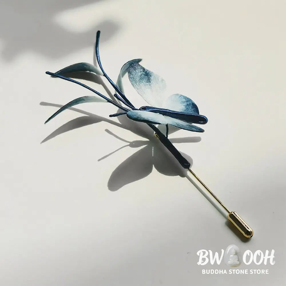 Buddha Stones Handmade Velvet Flower Mulberry Silk Butterfly Brooch Hairpin - Brooch &amp; Hairpin