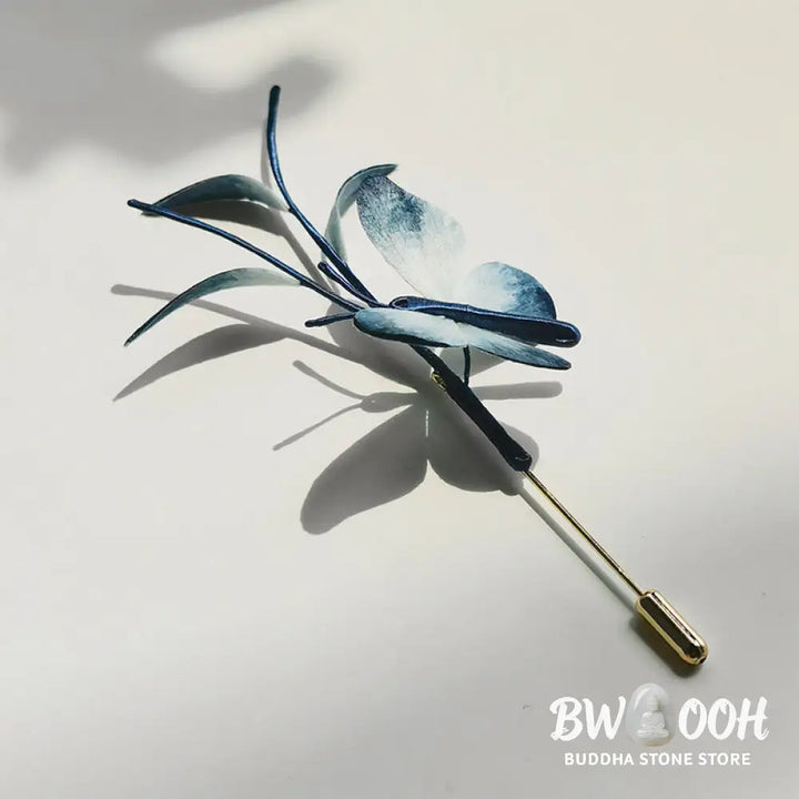 Buddha Stones Handmade Velvet Flower Mulberry Silk Butterfly Brooch Hairpin - Brooch &amp; Hairpin