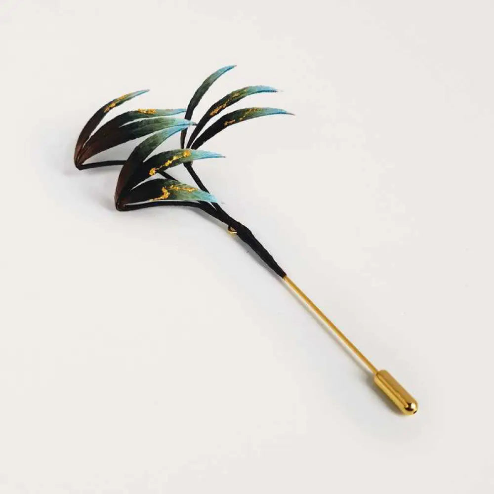 Buddha Stones Handmade Velvet Flower Mulberry Silk Green Bamboo Leaves Brooch - Bamboo - Brooch