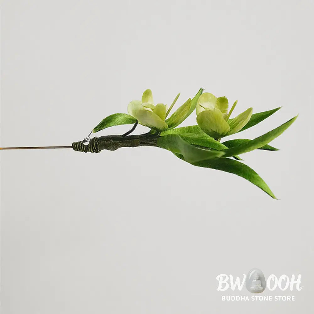 Buddha Stones Handmade Velvet Flower Mulberry Silk Green Flowers Leaves Brooch Hairpin - Brooch &amp; Hair Accessory