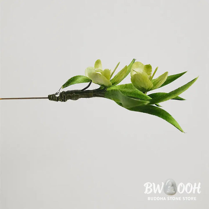 Buddha Stones Handmade Velvet Flower Mulberry Silk Green Flowers Leaves Brooch Hairpin - Brooch &amp; Hair Accessory