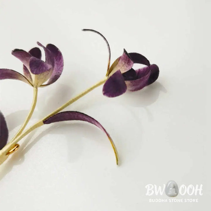 Buddha Stones Handmade Velvet Flower Mulberry Silk Orchid Flower Brooch - Orchid - Brooch