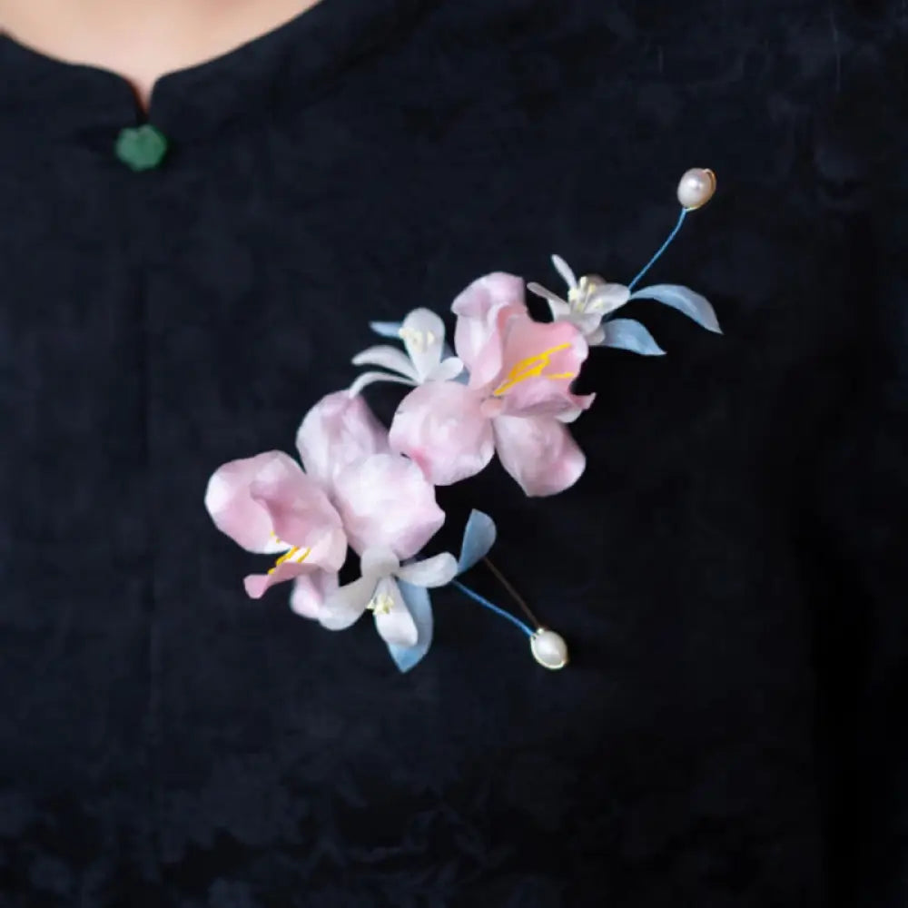 BWOOOH Handmade Velvet Flower Mulberry Silk Pink Iris Vin