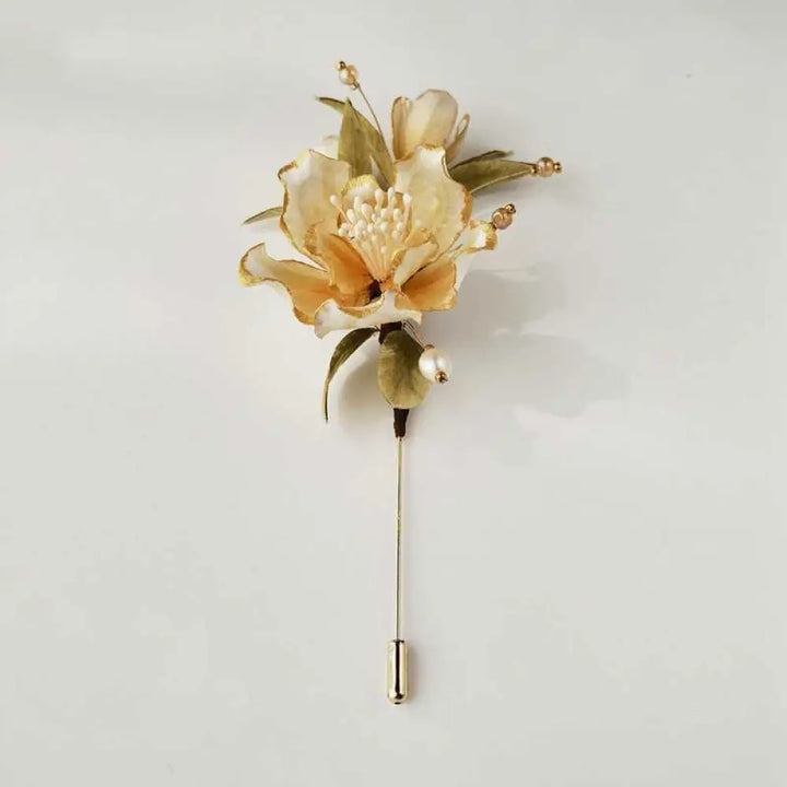 BWOOOH Handmade Velvet Flower Mulberry Silk White Camelli