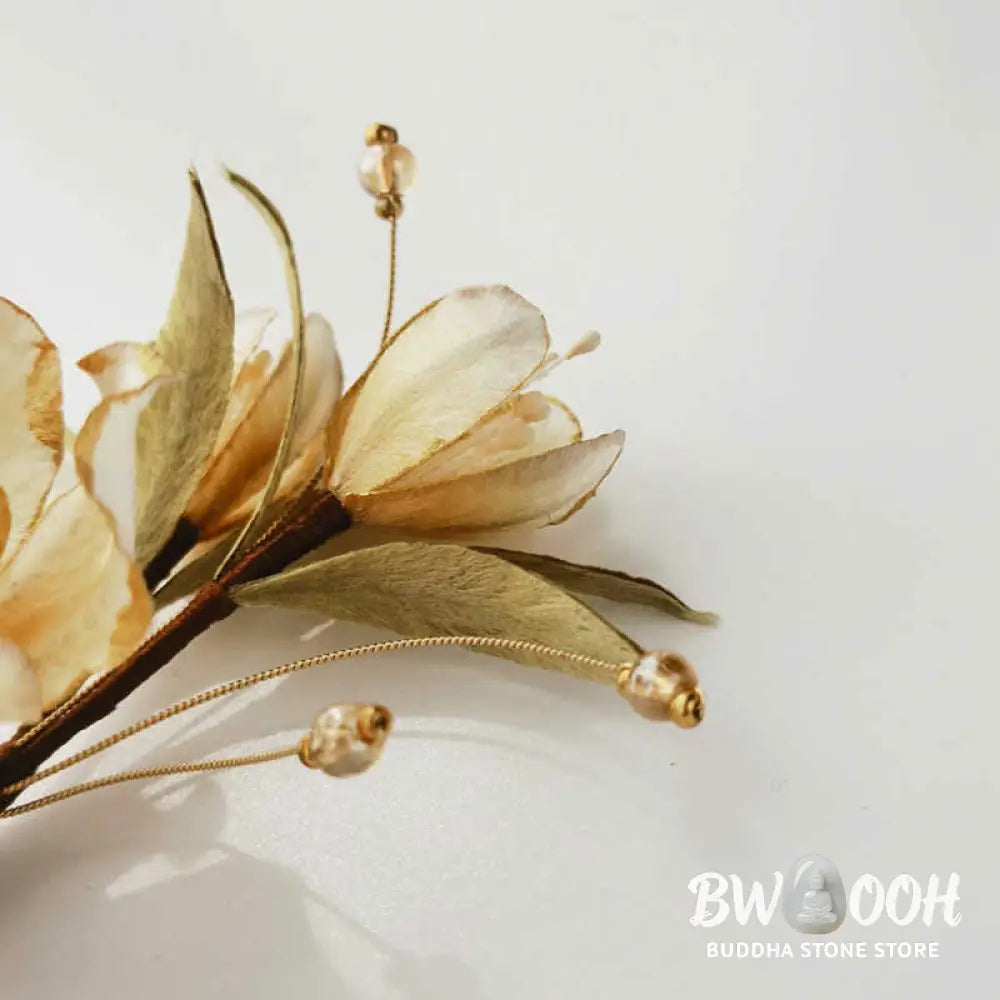 Buddha Stones Handmade Velvet Flower Mulberry Silk White Camellia Brooch - White Camellia - Brooch