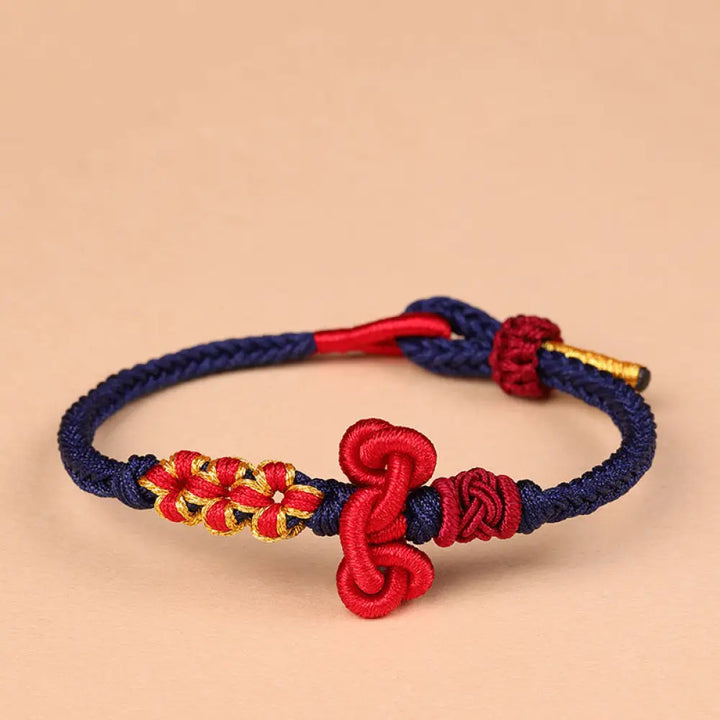 Buddha Stones Handmade Wenchang Knot Luck Strength Braided Rope Bracelet - BWOOOH - Dark Blue(Wrist Circumference