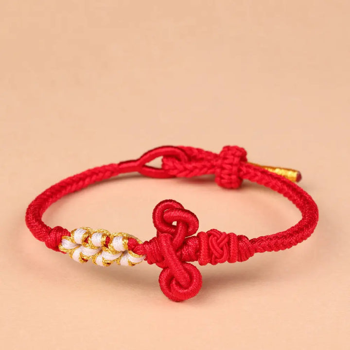 Buddha Stones Handmade Wenchang Knot Luck Strength Braided Rope Bracelet - BWOOOH - Red(Wrist Circumference 14-15cm)