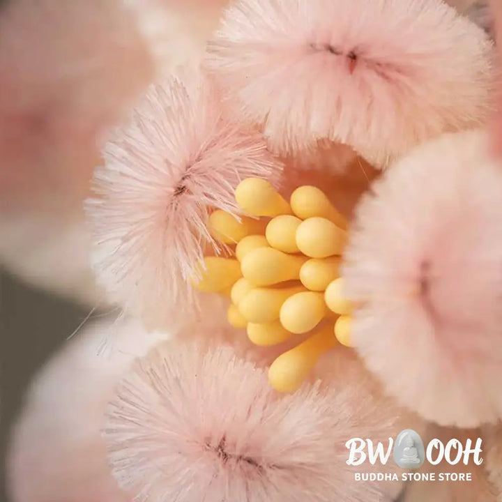 Buddha Stones Handmade Yangzhou Velvet Flower Mulberry Silk Peach Blossom Brooch - Peach Blossom - Brooch