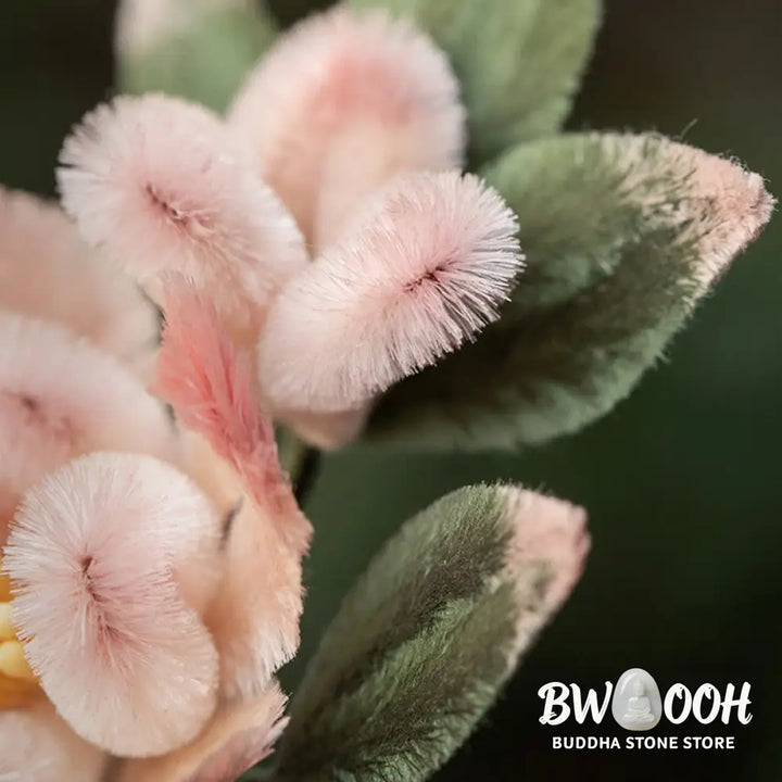 Buddha Stones Handmade Yangzhou Velvet Flower Mulberry Silk Peach Blossom Brooch - Peach Blossom - Brooch