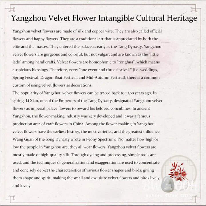 Buddha Stones Handmade Yangzhou Velvet Flower Mulberry Silk Peach Blossom Brooch - Peach Blossom - Brooch
