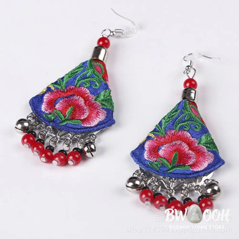 Buddha Stones Handmade Yi Embroidery Flower Harmony Earrings - Earrings