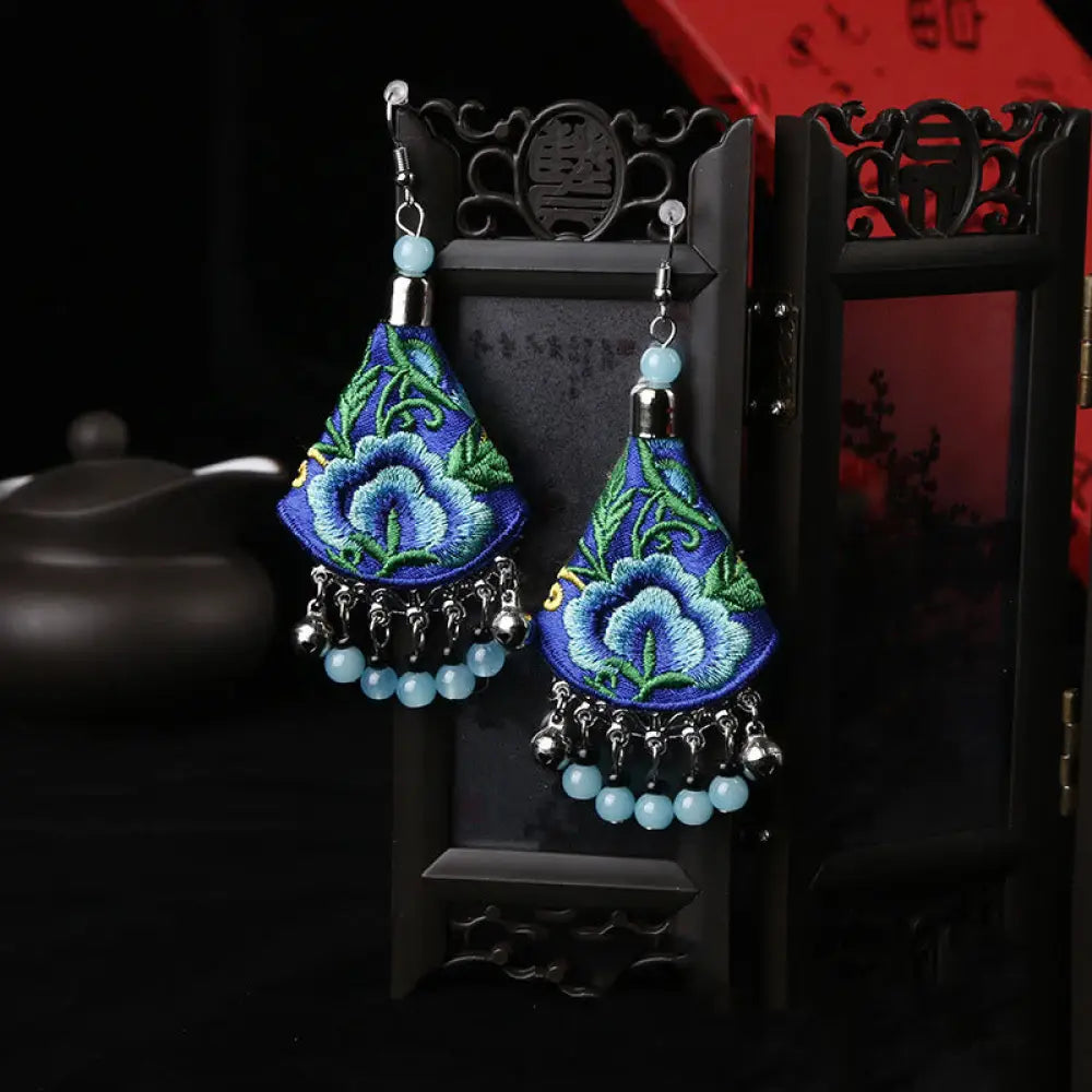 BWOOOH Handmade Yi Embroidery Flower Harmony Earrings — natural stone crystal healing bracelet for spiritual healing and m...