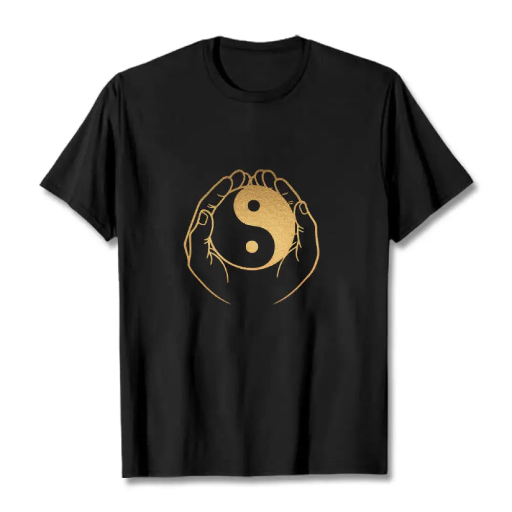 BWOOOH printed yoga pants - Hands Holding A Golden Yin Yang Tee T-sh